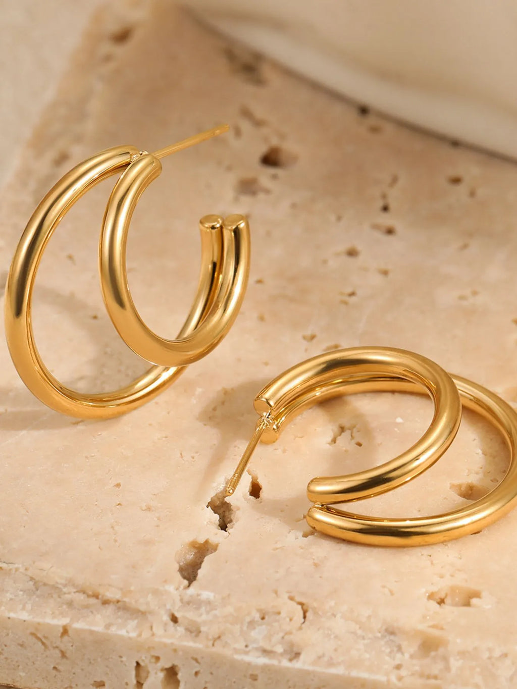 Chunky round hoop earrings, another view
