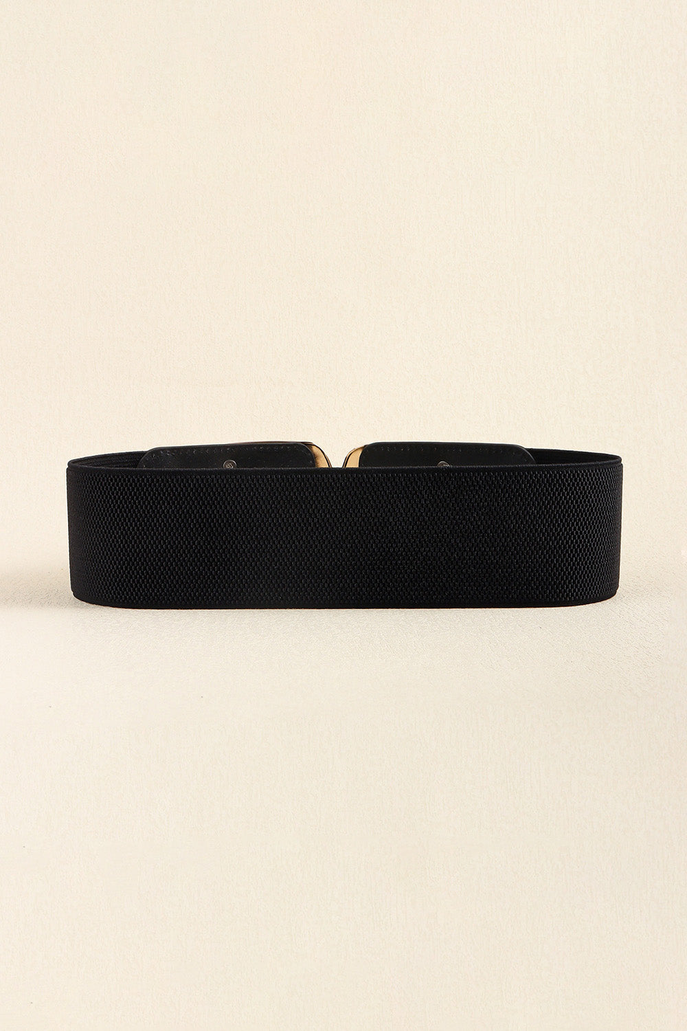 Back view of the black belt showing the wide elastic band.