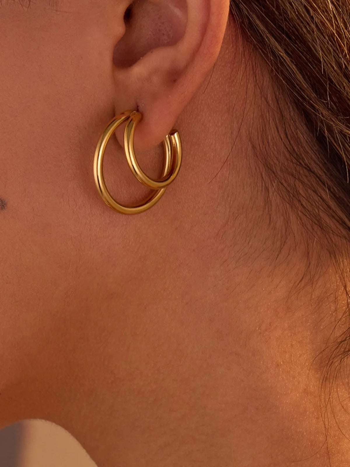 Chunky round gold-tone hoop earrings